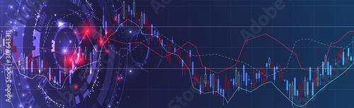 Financial trade concept. Stock market and exchange. Candle stick graph chart.