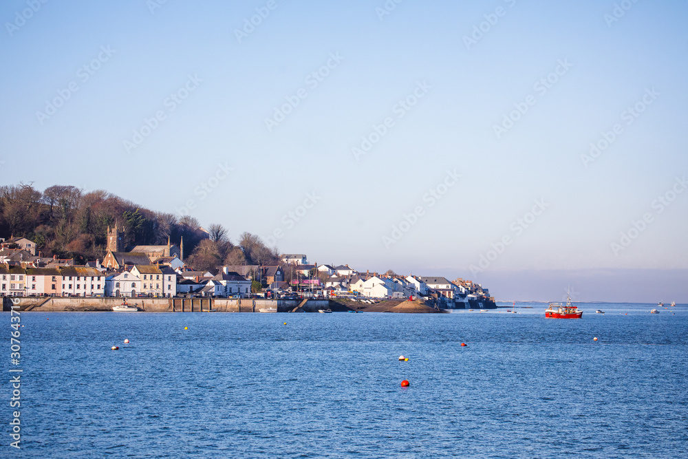 Naklejka premium Fishing village Appledore in the distance, photographed from Instow in North Devon,