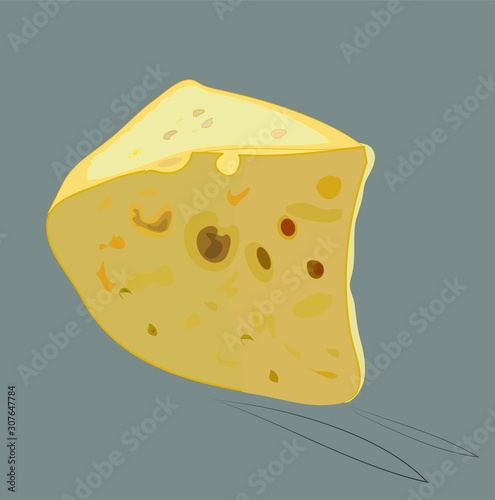 piece of cheese isolated on white background