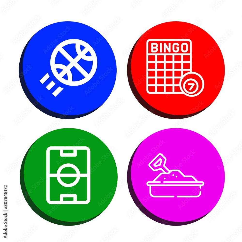 Set of recreation icons such as Basketball, Bingo, Football field, Sandbox , recreation Set of recreation icons such as Basketball, Bingo, Football field, Sandbox , recreation
