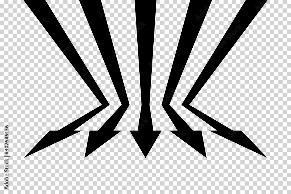 Arrows vector. Flat balck arrows isolated on transoarent background.