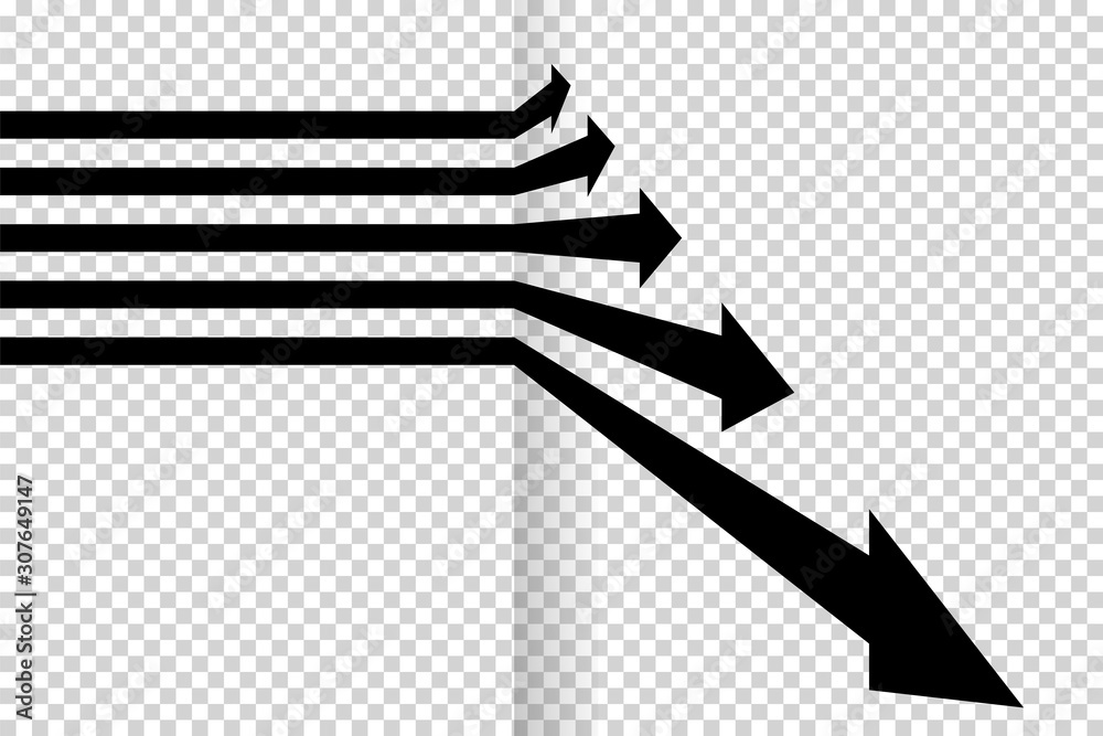 Arrows vector. Flat balck arrows isolated on transoarent background.