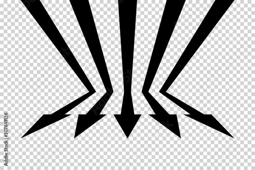 Obraz na płótnie Arrows vector. Flat balck arrows isolated on transoarent background. w salonie
