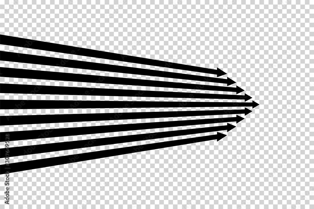 Arrows vector. Flat balck arrows isolated on transoarent background.