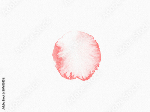 Abstract scarlet paint by watercolor with splashes like petal. Blob design and creative isolate on white background.