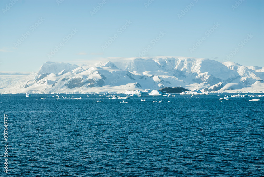 Sea and mountains landscape in Antarctica