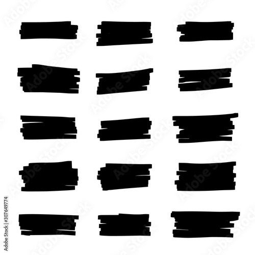 Obraz na płótnie Vector brush pen black underline. Hand drawn highlight black text selection w salonie