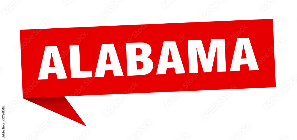 Alabama sticker. Red Alabama signpost pointer sign Alabama sticker. Red Alabama signpost pointer sign