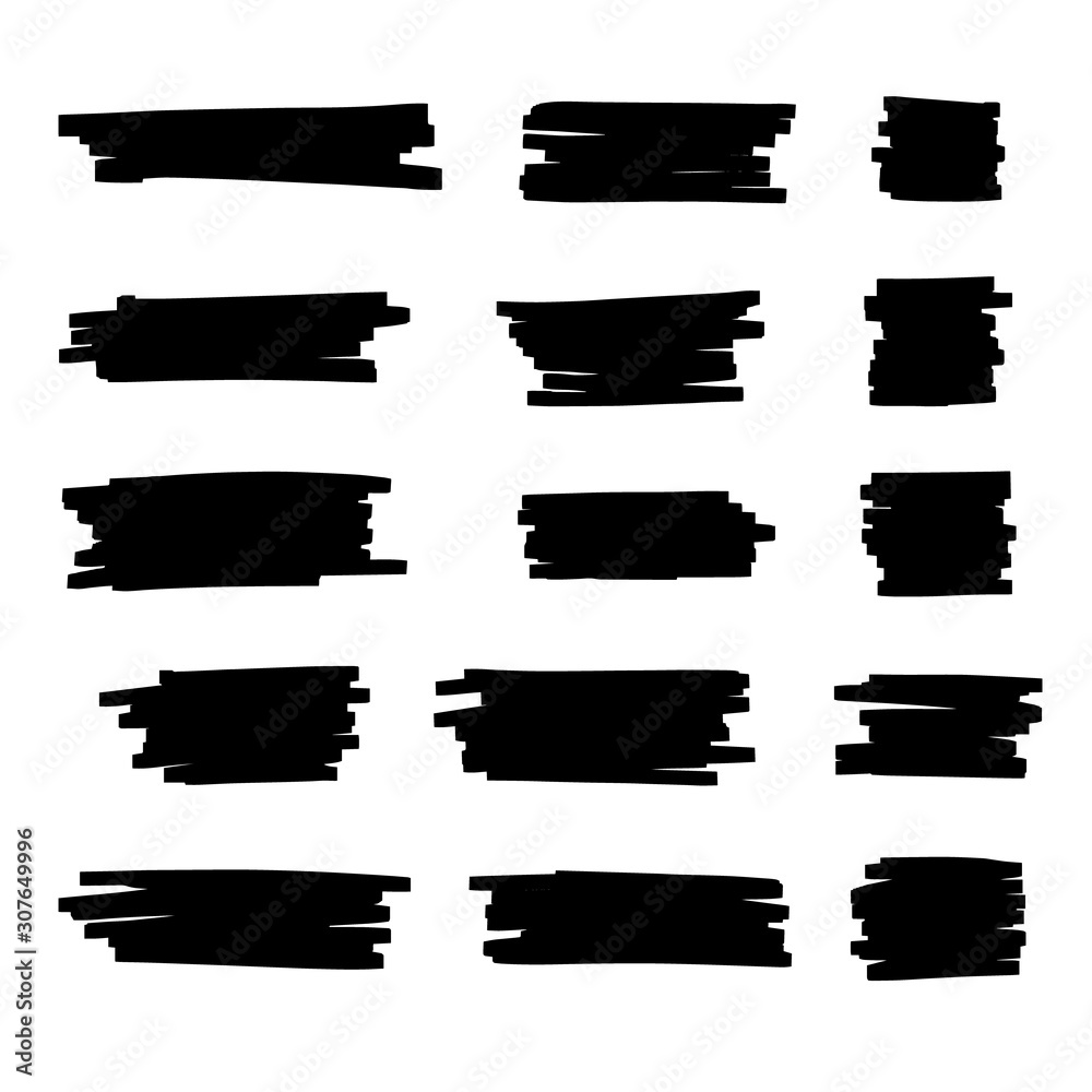 Vector brush pen black underline. Hand drawn highlight black text selection