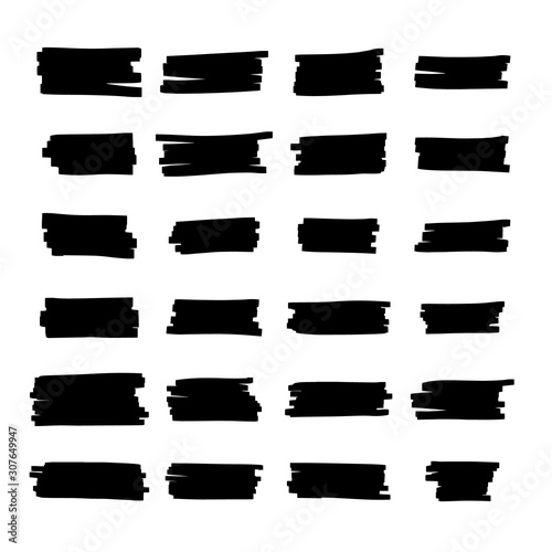 Obraz na płótnie Vector brush pen black underline. Hand drawn highlight black text selection w salonie