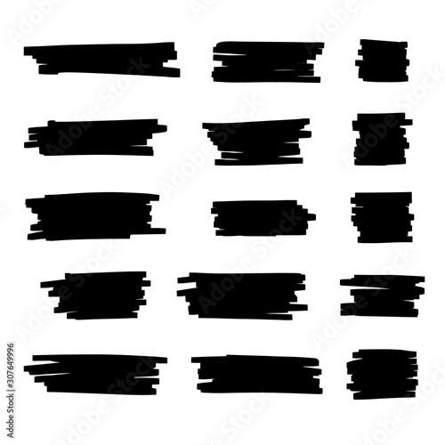 Obraz na płótnie Vector brush pen black underline. Hand drawn highlight black text selection w salonie