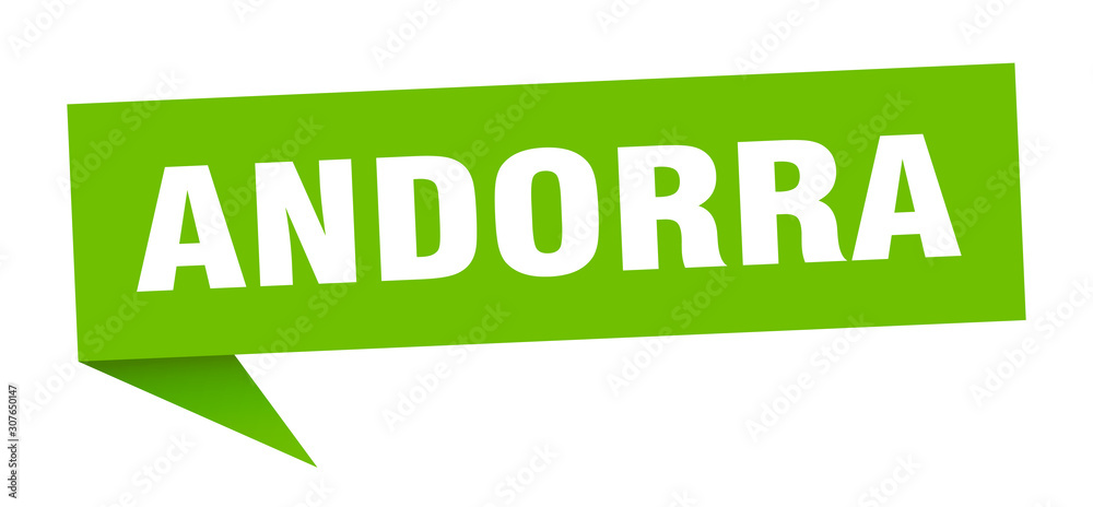 Andorra sticker. Green Andorra signpost pointer sign Andorra sticker. Green Andorra signpost pointer sign