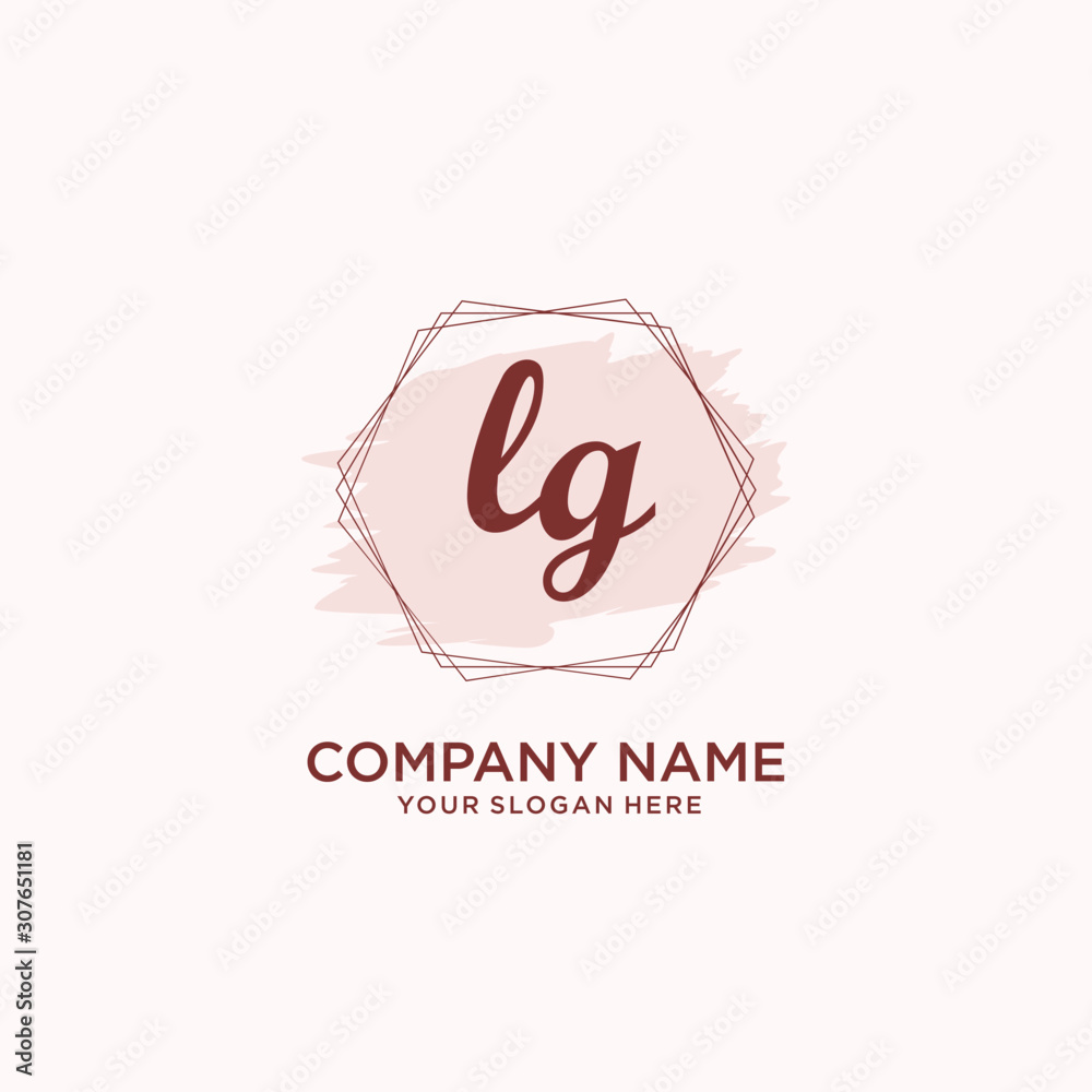 Initial LG handwriting Logo, and Brush and hexagon lines template Initial LG handwriting Logo, and Brush and hexagon lines template