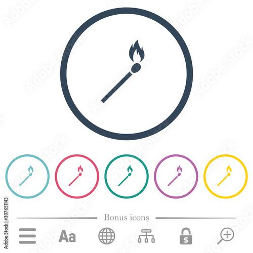 Matchstick flat color icons in round outlines