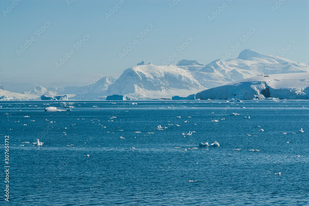 Sea and mountains landscape in Antarctica