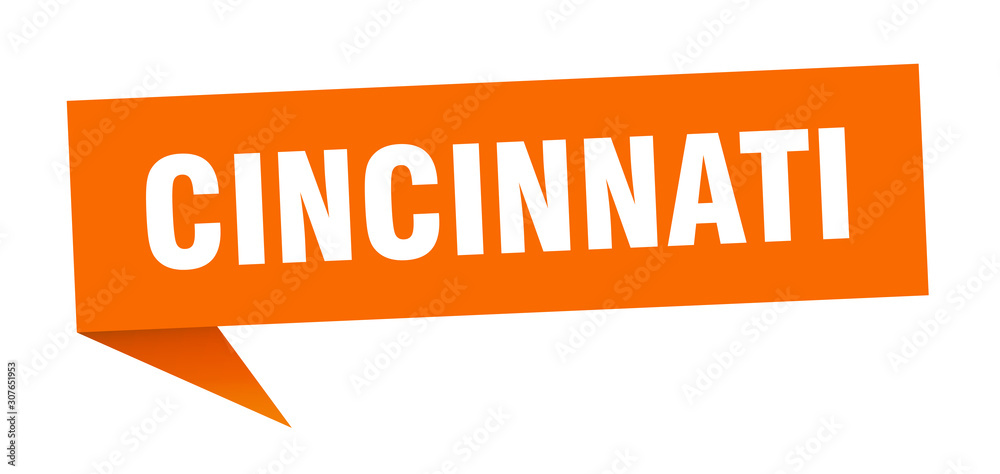 Cincinnati sticker. Orange Cincinnati signpost pointer sign Cincinnati sticker. Orange Cincinnati signpost pointer sign