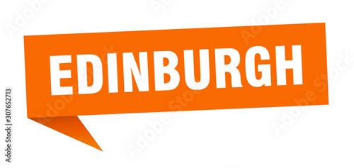 Edinburgh sticker. Orange Edinburgh signpost pointer sign