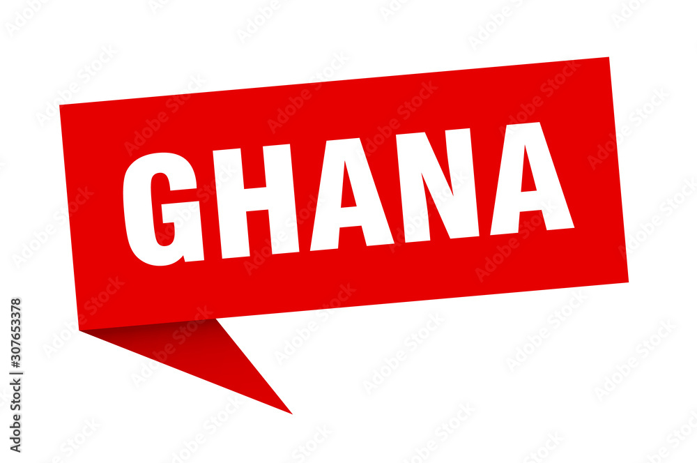 Ghana sticker. Red Ghana signpost pointer sign Ghana sticker. Red Ghana signpost pointer sign