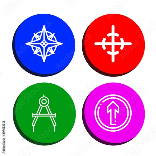Set of navigation icons such as Navigator, Center of gravity, Compass, Straight , navigation
