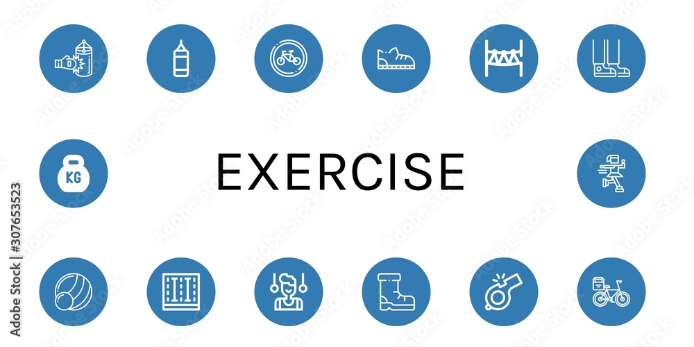 Set of exercise icons such as Punching bag, Bikes, Shoe, Rope park, Sneaker, Medicine ball, Swimming pool, Gymnast, Shoes, Whistle, Bicycle, Kettlebell, Ice skate , exercise Set of exercise icons such as Punching bag, Bikes, Shoe, Rope park, Sneaker, Medicine ball, Swimming pool, Gymnast, Shoes, Whistle, Bicycle, Kettlebell, Ice skate , exercise