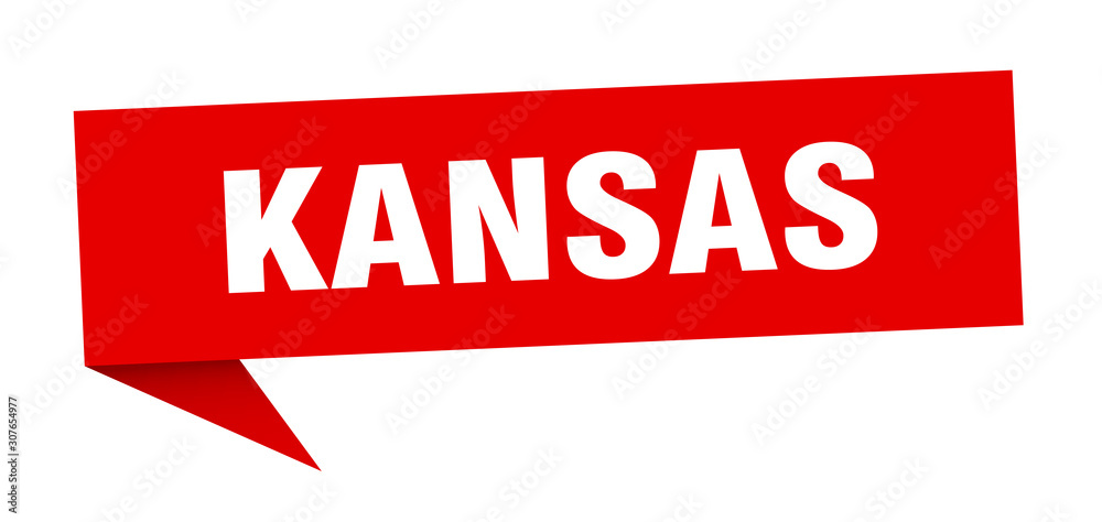 Kansas sticker. Red Kansas signpost pointer sign Kansas sticker. Red Kansas signpost pointer sign
