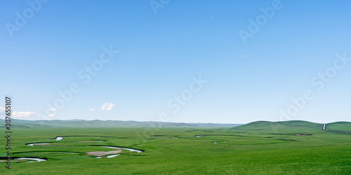 The sunny scenery of grasland in Hulunbuir  Inner Mongolia  China