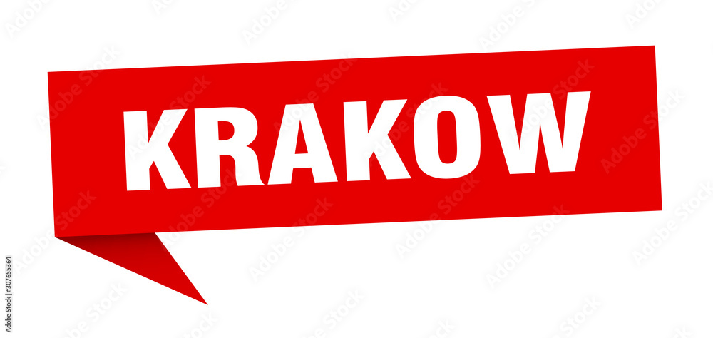 Krakow sticker. Red Krakow signpost pointer sign