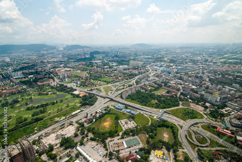 Aerial view of Subang City Kuala Lumpur Malaysia on hot sunny day