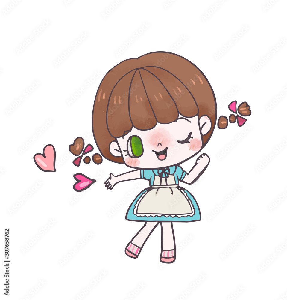 女の子キャラクター投げキス