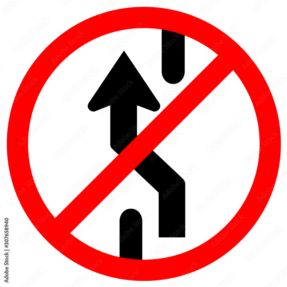 Prohibit Changing Lane, Do Not Go Left, No Change Traffic Lanes To The Left Symbol Sign,Vector Illustration, Isolate On White Background, Label. EPS10 Prohibit Changing Lane, Do Not Go Left, No Change Traffic Lanes To The Left Symbol Sign,Vector Illustration, Isolate On White Background, Label. EPS10