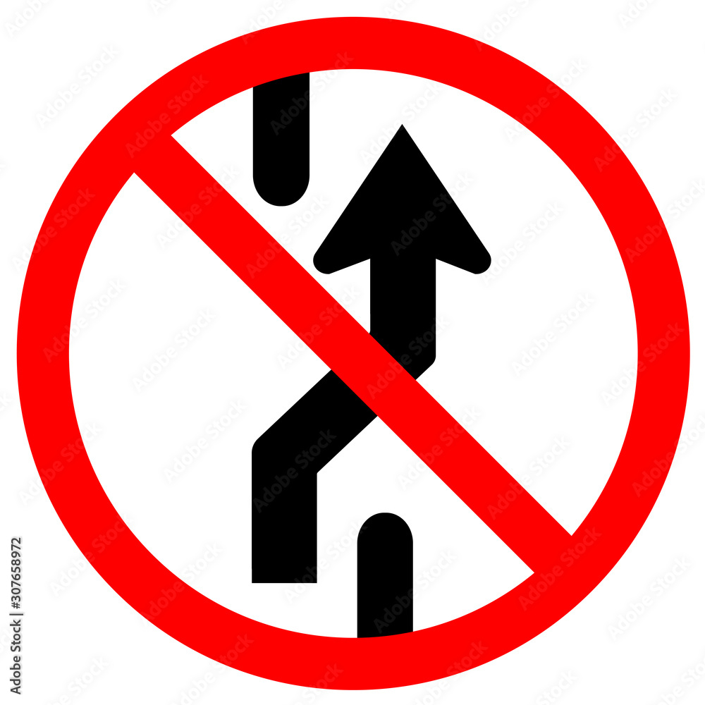 Prohibit Changing Lane, Do Not Go Right, No Change Traffic Lanes To The Right Symbol Sign,Vector Illustration, Isolate On White Background, Label. EPS10 Prohibit Changing Lane, Do Not Go Right, No Change Traffic Lanes To The Right Symbol Sign,Vector Illustration, Isolate On White Background, Label. EPS10
