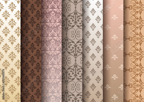 Fototapeta Naklejka Na Ścianę i Meble -  ビンテージ　シームレス壁紙セット