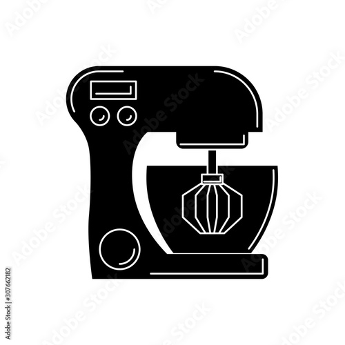 mixer silhouette. kitchen tool illustration for design and web.