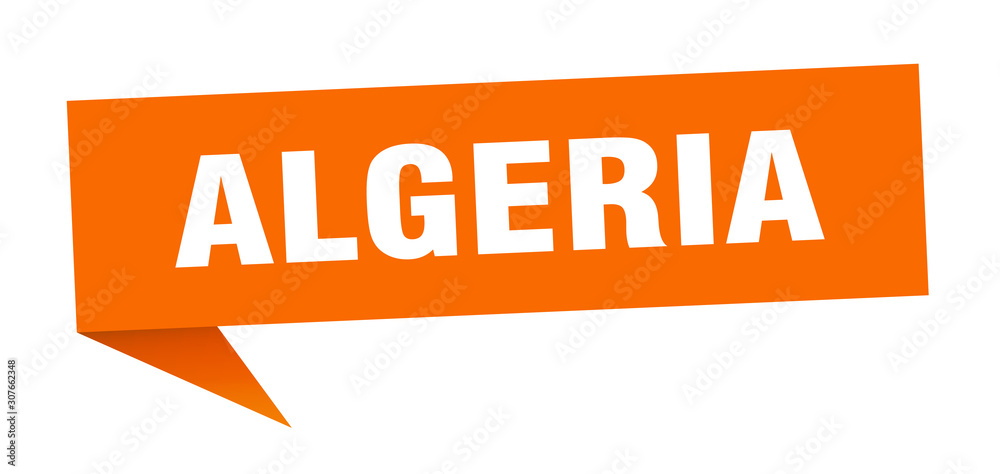Algeria sticker. Orange Algeria signpost pointer sign Algeria sticker. Orange Algeria signpost pointer sign