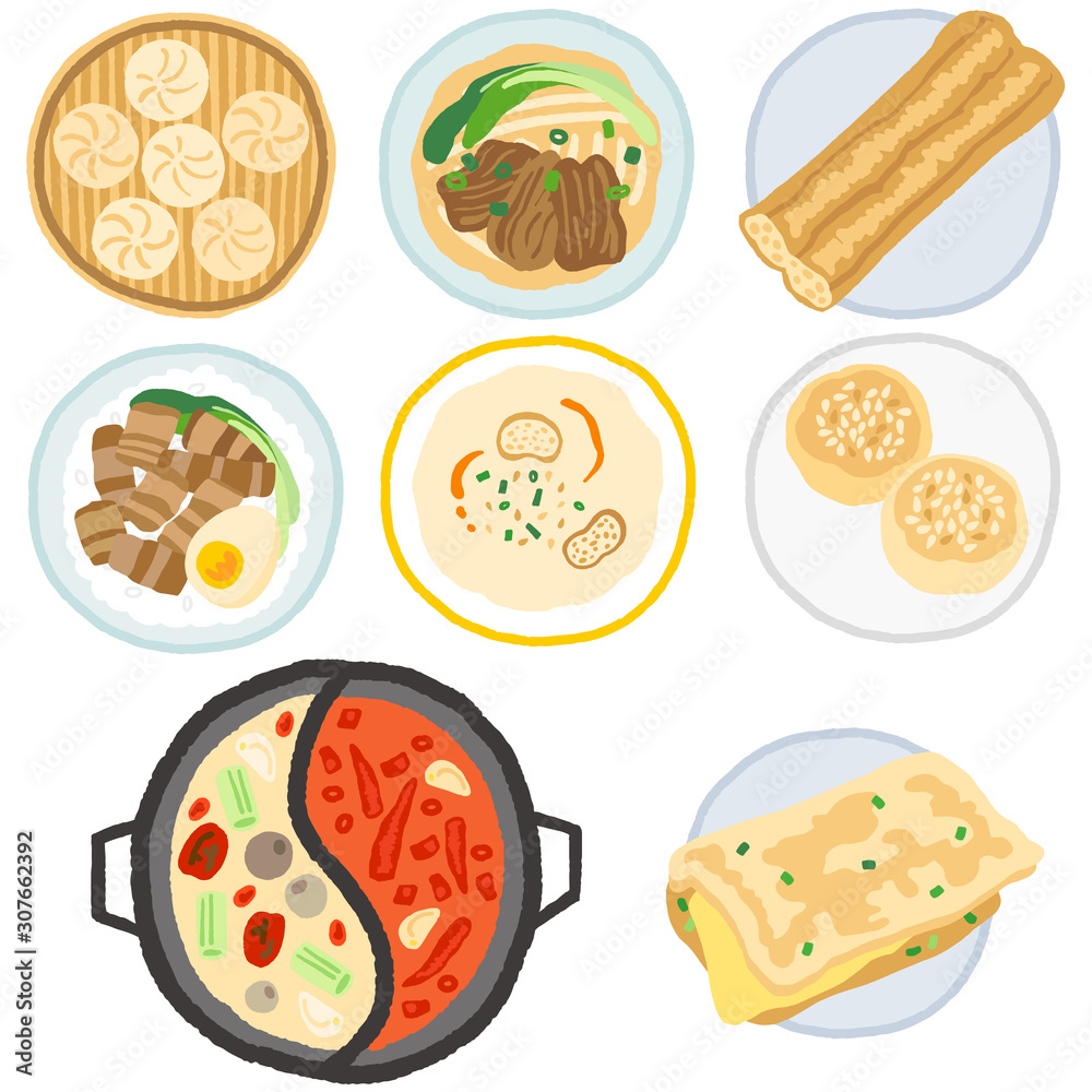 台湾フード料理グルメ真俯瞰stock Vector Adobe Stock