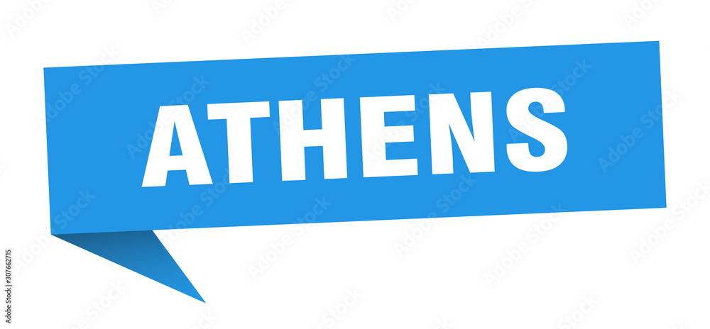 Athens sticker. Blue Athens signpost pointer sign Athens sticker. Blue Athens signpost pointer sign