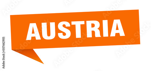 Austria sticker. Orange Austria signpost pointer sign