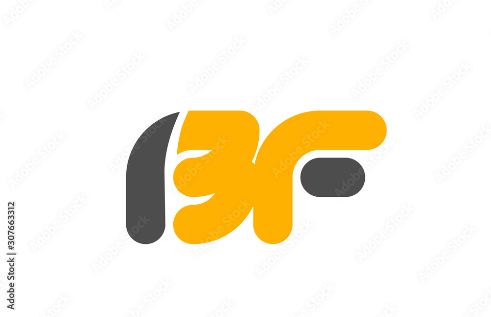 yellow grey combination logo letter BF B F alphabet design icon