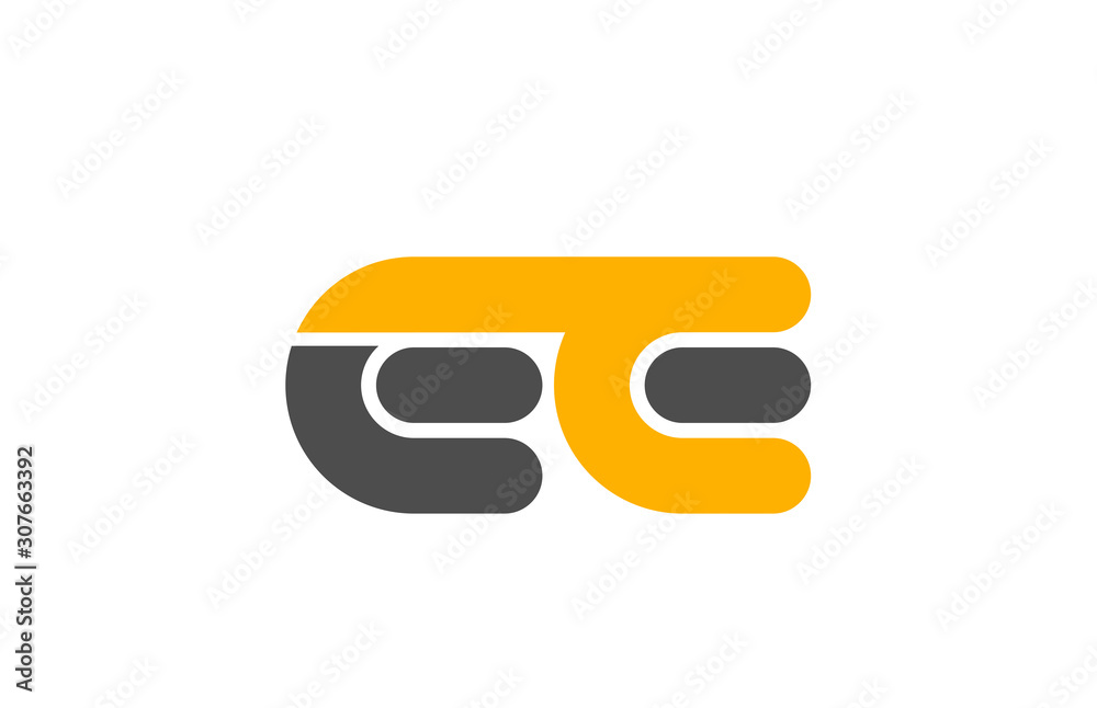 yellow grey combination logo letter EE E E alphabet design icon