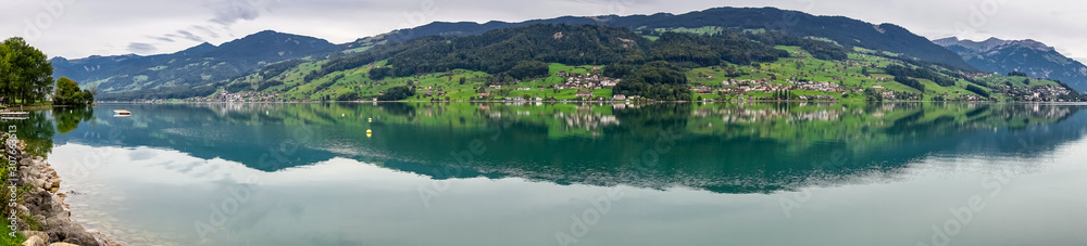 View of the SarnerSee from Sachseln Obwalden in Switzerland