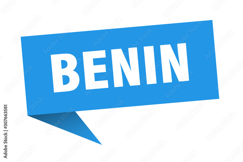 Benin sticker. Blue Benin signpost pointer sign