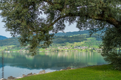 View of the SarnerSee from Sachseln Obwalden in Switzerland photo