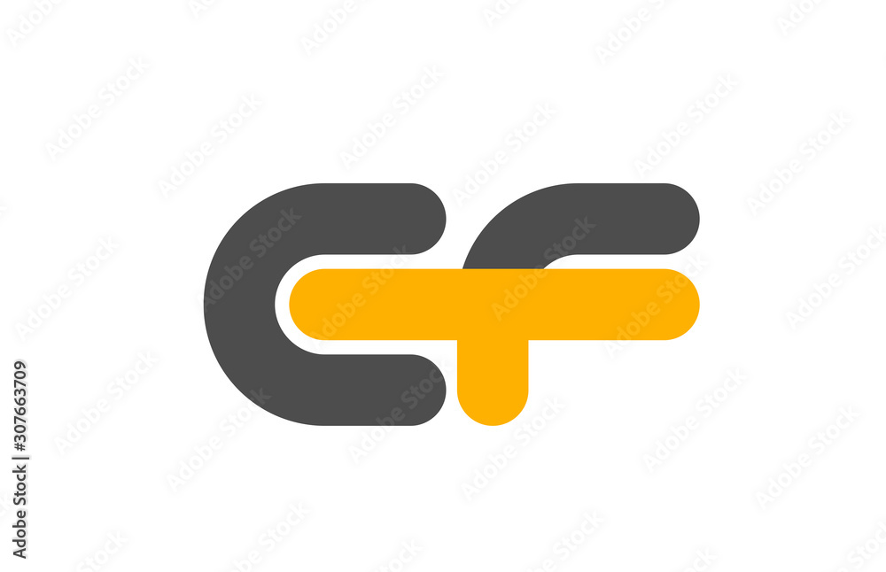 yellow grey combination logo letter EF E F alphabet design icon