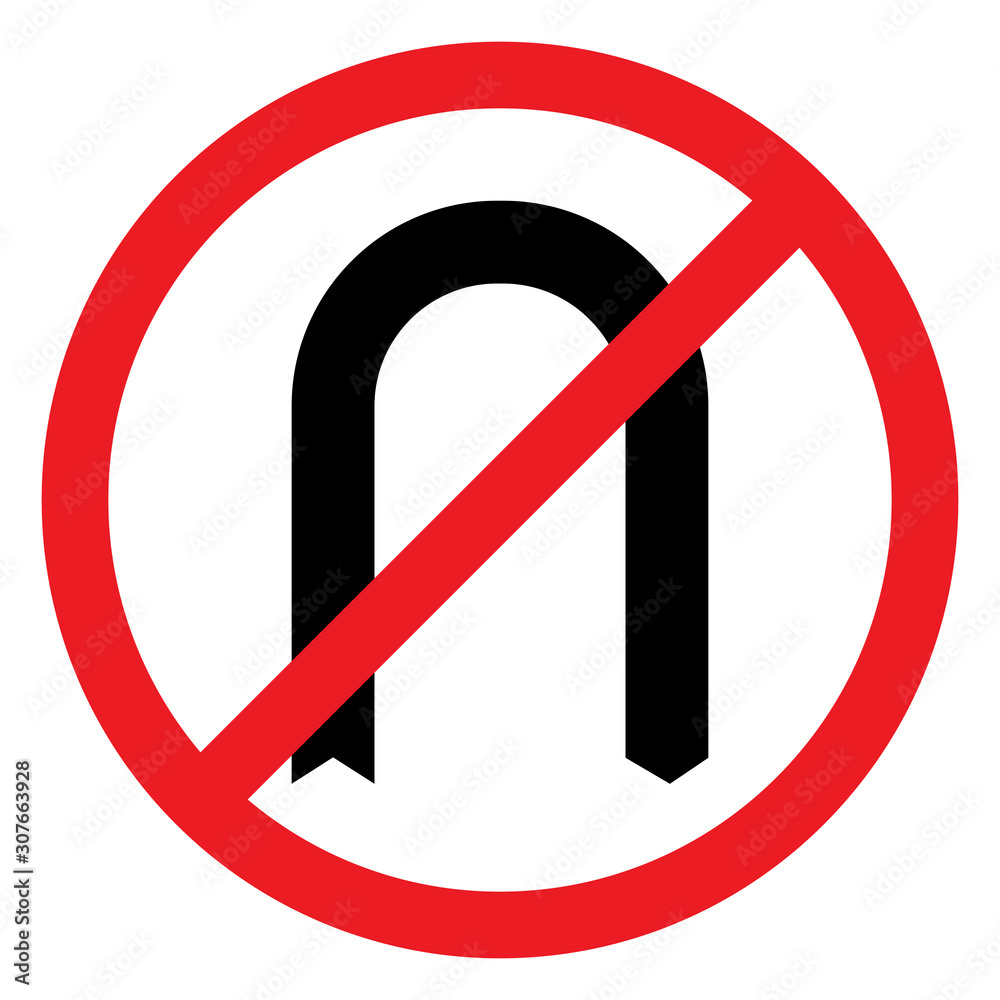 No u-turn or Do not take u-turn traffic sign vector illustration. No u-turn or Do not take u-turn traffic sign vector illustration.
