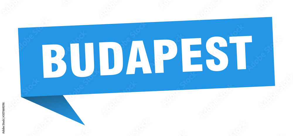 Budapest sticker. Blue Budapest signpost pointer sign Budapest sticker. Blue Budapest signpost pointer sign