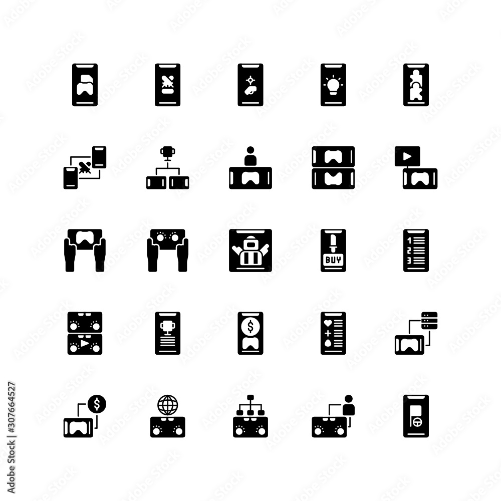 Mobile Games, Online, Gaming, Controller, Glyph style icon - vector