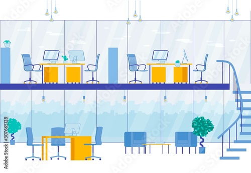 Two Level Office Interior Modern Business Center