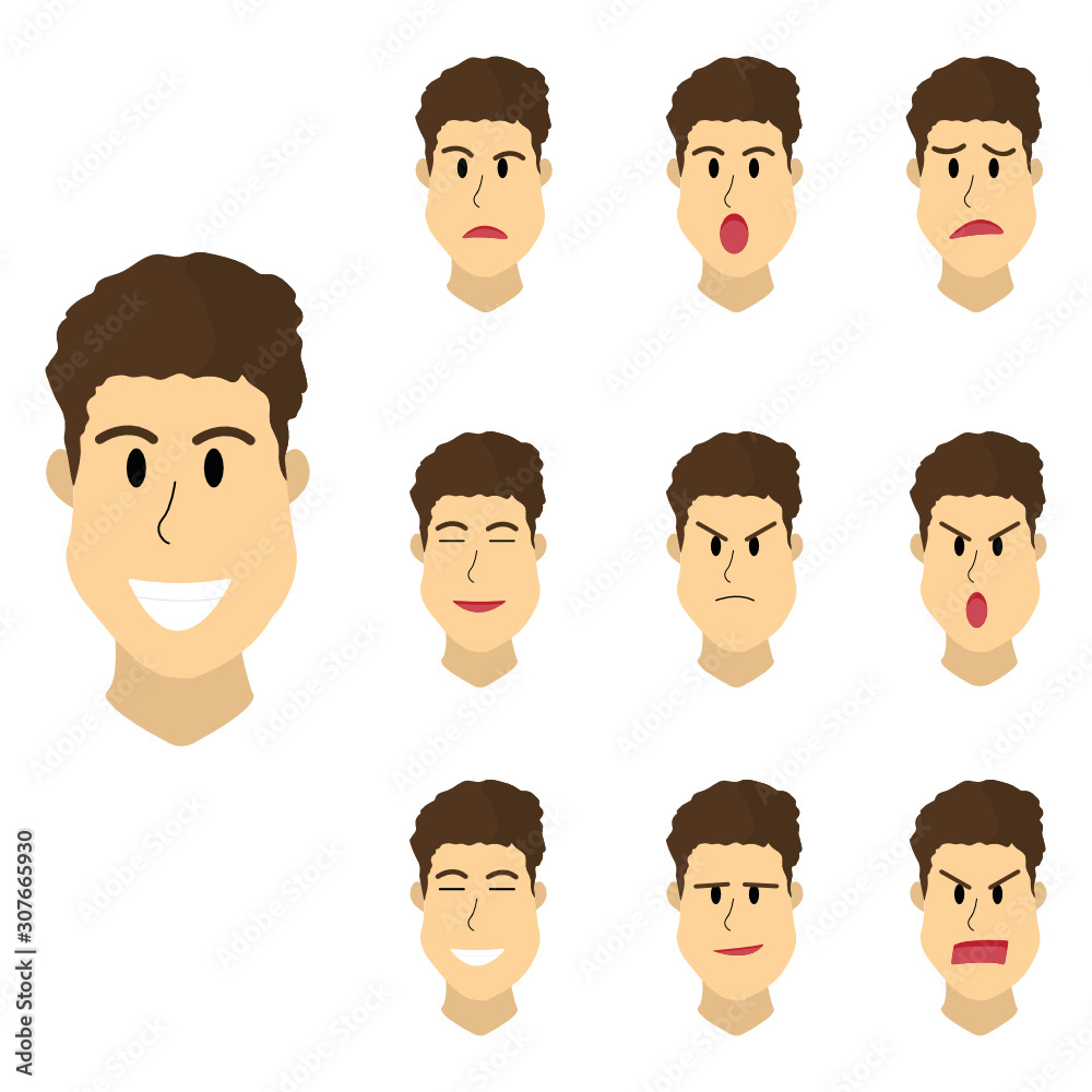 set of man faces expression set of man faces expression