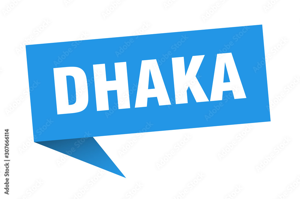 Dhaka sticker. Blue Dhaka signpost pointer sign Dhaka sticker. Blue Dhaka signpost pointer sign