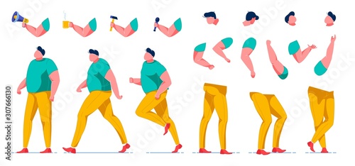 Man with Obesity Constructor, Professions Flat.